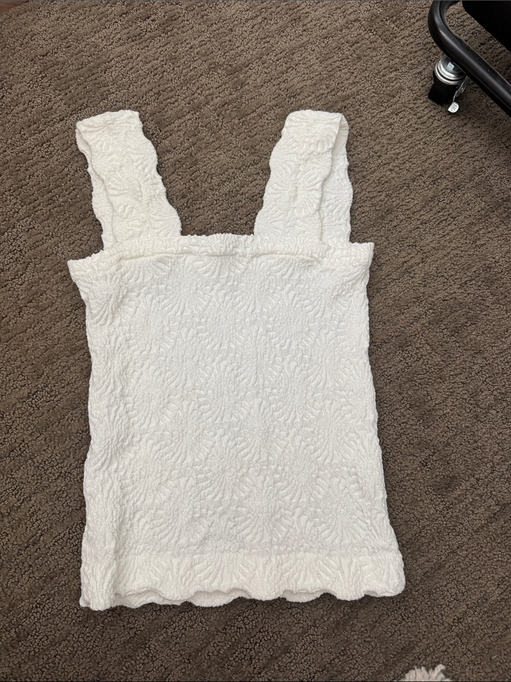 Amazon White Textured Square-Neck Tank with Wide Straps